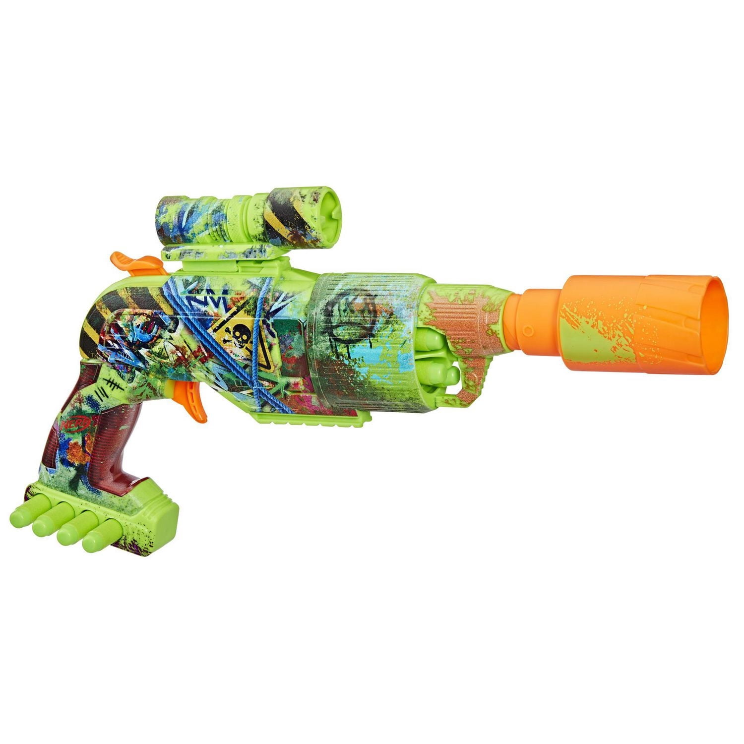 Nerf Zombie Driller Dart Blaster, 16 Nerf Elite Darts, Outdoor