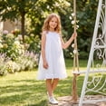 thumbnail image 3 of Girls Party Dress Sleeveless Tulle Tutu Dress Elegant Toddler Flower Girl Wedding Dress for Kids, Ivory, Sizes 4-5Y, 3 of 7