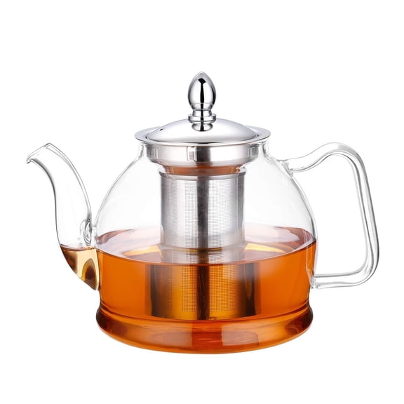 1000ml Glass Teapot with Removable Infuser, Stovetop Safe Tea Kettle, Blooming and Loose Leaf Tea Maker Set