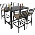 thumbnail image 4 of Outdoor Patio Bar Set, Bar Height Patio Dining Set, Weather-Resistant Bistro Counter Pub Set with Cushions & Slatted Tabletop for Backyard (Black, 47" Wide Table, 4 Vertical Back stools), 4 of 6