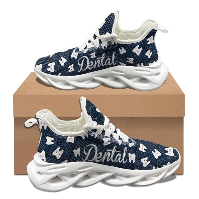 Kawaii Cartoon Teeth Protection Pattern Woman Autumn Winter Outdoor Work Sneakers Mesh Shock Footwear Absorbing Running Shoes