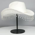 thumbnail image 7 of renvena Western Cowboy Hat Rhinestone Fringe Cowgirl Hat Glitter Bling Diamond for Men Women Cosplay Party Costume White One Size, 7 of 7