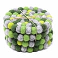 thumbnail image 3 of Hand Crafted Felt Ball Coasters from Nepal 4-pack, Chakra Greens, 3 of 3