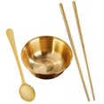 thumbnail image 4 of Brass Bowl Set with Chopsticks & Spoon – Lightweight Multi Function Storage Container for Fruit, Home Parties & Restaurant Serving Dishes – Korean, 4 of 4