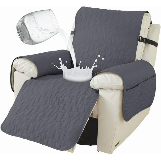 Housse de Fauteuil Inclinable Housse de Fauteuil Inclinable avec Poches Lavable Housse de Fauteuil Inclinable Protecteur de Meuble pour Enfants Animaux (Coffee IN)