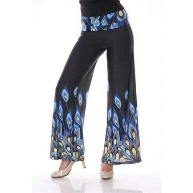White Mark Printed Palazzo Pants, 107-Royal Peacock - Large