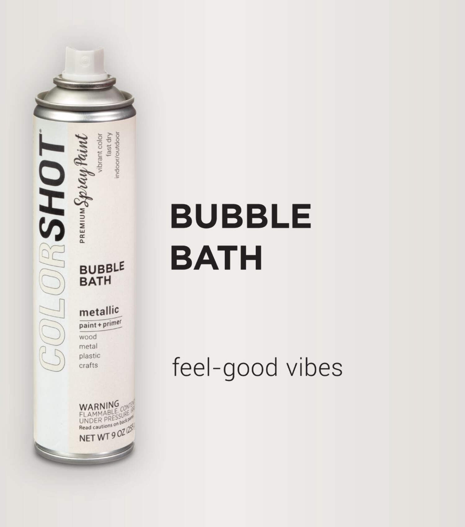 COLORSHOT Metallic Spray Paint, Bubble Bath (White) 9 oz. 4 Pack, Fast-Drying Acrylic Paint, Indoor & Outdoor Use