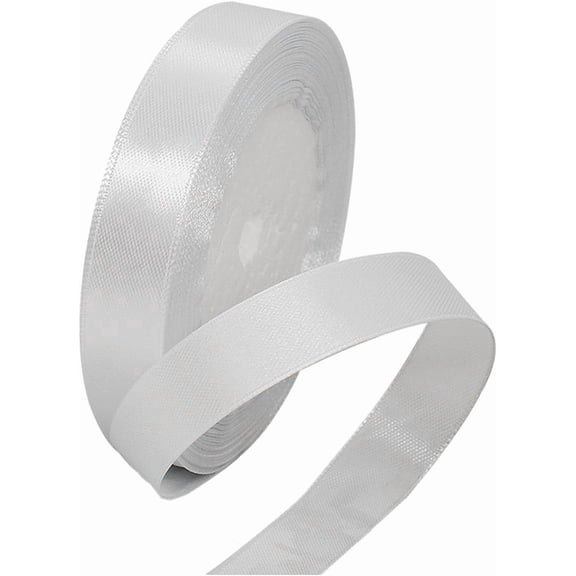 White Satin Ribbon 5/8 Inch x 25 Yards, White Fabric Ribbon for Gift Wrapping, Craft, Bows Making, Wreaths, Bouquets, Sewing, Baby Showers and Wedding Party Decoration