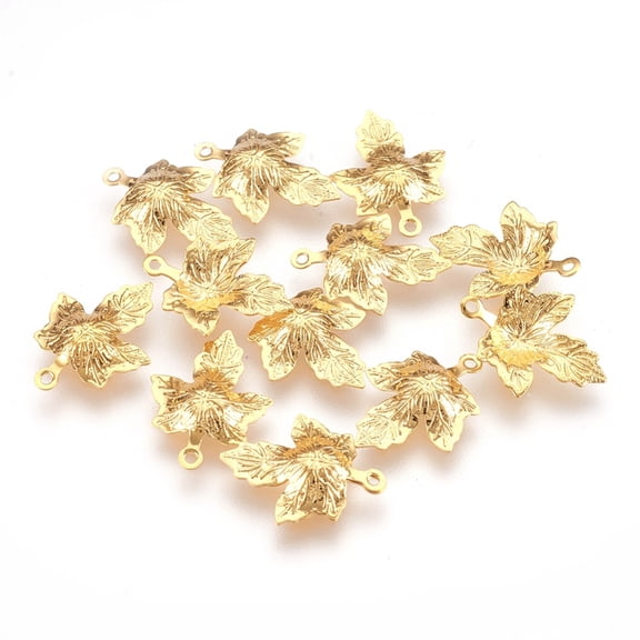 Autumn Theme 304 Stainless Steel Pendants Maple Leaf Real 18k Gold Plated 15x11.5x2mm Hole: 1mm