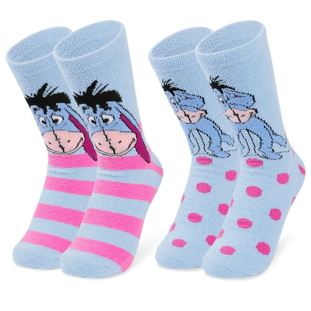 Zapatillas y calcetines Disney Stitch para mujer, paquete de 2, forro polar esponjoso, azul