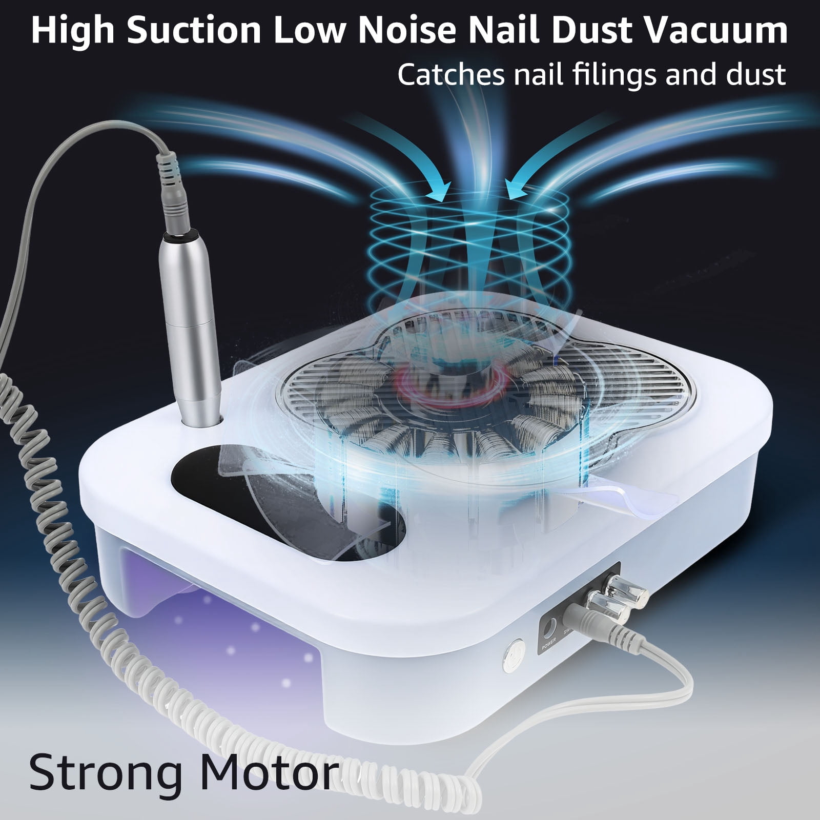 Threns 3 in 1 Nail Dust Collector with Curing Lamp, Professional Electric Nail Drill Bits Efile Kit with Nail Dust Collector, Nail Dust Vacuum High Suction for Home Salon