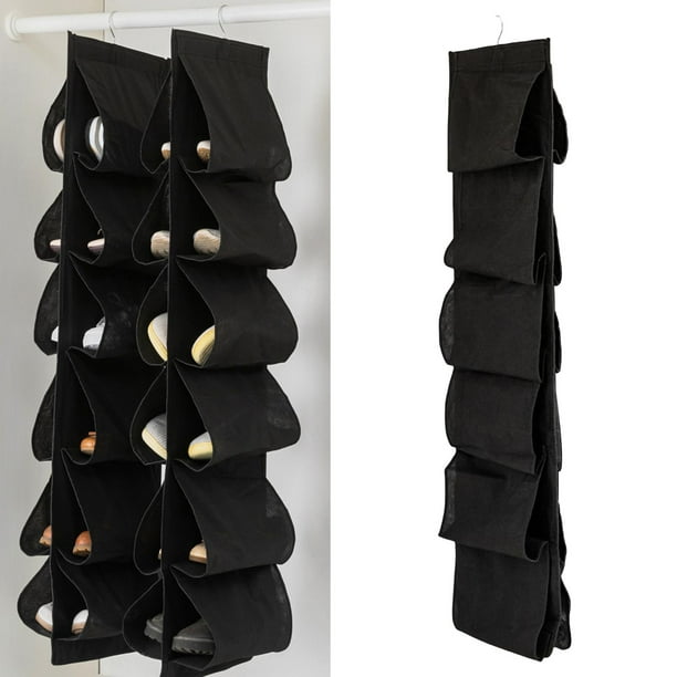 Estante colgante para zapatos perfecl organizador de zapatos de puerta negro 6 bolsillos