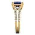 thumbnail image 3 of 3.96ct cushion cut blue sapphire 14k yellow gold Bridal Wedding Engagement Promise Anniversary Ring for Women size 5.75, 3 of 7