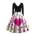 thumbnail image 4 of Valentines Day Dresses Fit and Flare Dress with Heart Print Pattern Ribbon Waist for Women Vintage Pink XL, 4 of 4