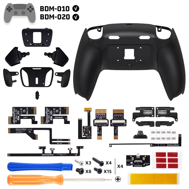 eXtremeRate RISE4 Plus MAX Back Paddles Kit with Clicky Trigger Stops & Rubberized Grip for PS5 Controller BDM-010 020, Remappable Back Buttons Kit for PS5 Controller - Black - NO Controller