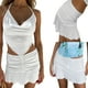 thumbnail image 3 of Txlixc Falda con dobladillo plisado informal para mujer, falda corta con cintura elástica de color sólido Txlixc Sexy, 3 of 7