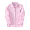 thumbnail image 2 of UACY Boys Long Sleeve Oxford Dress Shirts Casual Button Down Shirts Striped Tops Kids Blouse Lapel Solid Formal Tee (Pink, 13-14 Years), 2 of 5