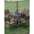 thumbnail image 3 of Outdoor Tablecloth with Umbrella Hole and Zipper, Boho Purple Flower Square Table Cloth 60x60 Inch Waterproof Tablecloth, Abstract Bohemia Pesley Floral Picnic Table Cover for Patio Camping, 3 of 7