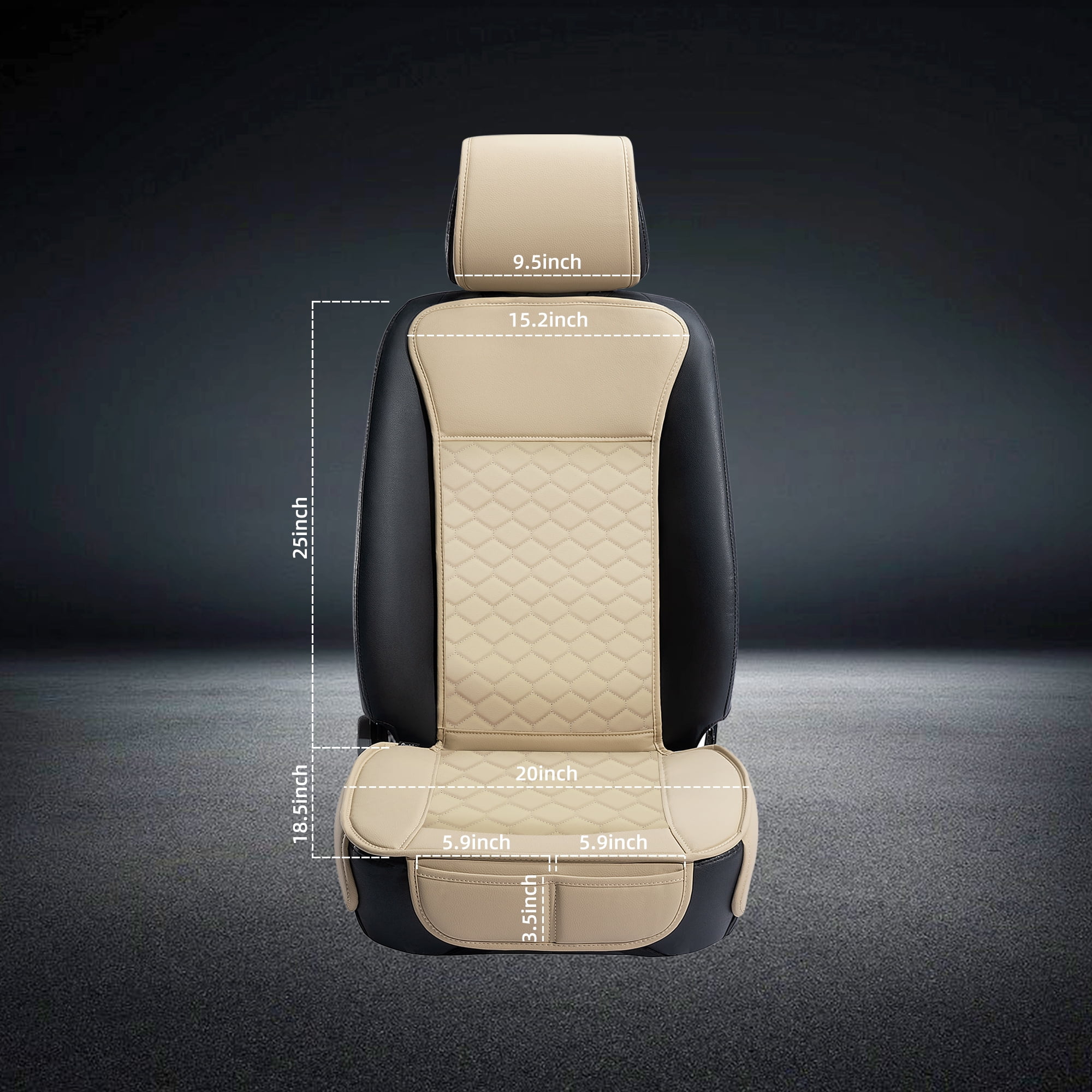 Elantrip 2PCs Front Car Seat Covers Leather Water Proof Seat Universal Fit for Most Cars SUVs Beige