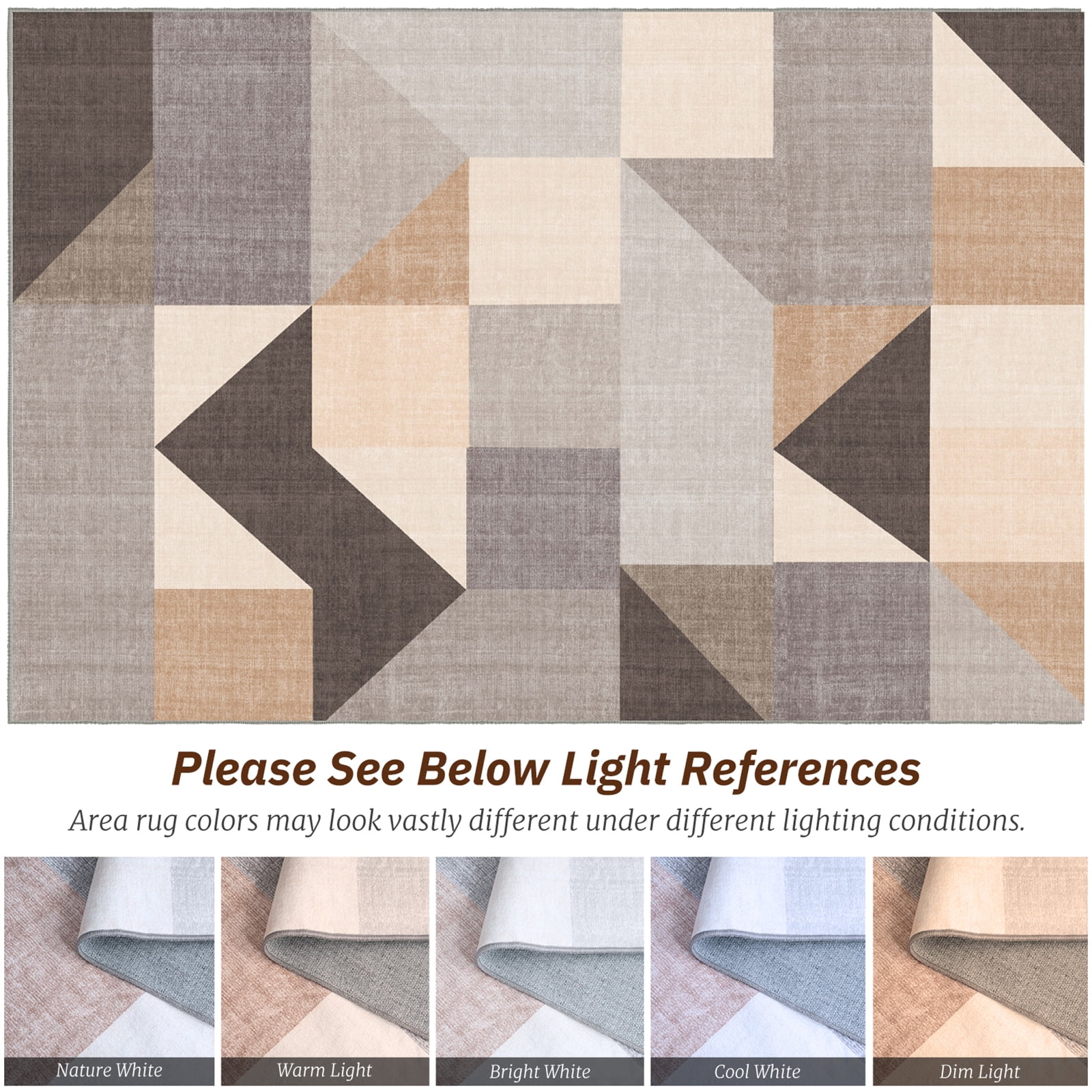 Cozylore 9'x12' Area Rugs for Living Room Geometric Style Modern Rug Soft Low Pile Non Slip Carpet Machine Washable Indoor Rug for Bedroom Dining Room Office, Brown