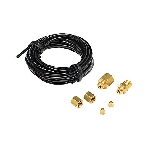 GlowShift Replacement 9ft Black Nylon Mechanical Boost Gauge Hose Kit with 1/8-27 NPT Compression Fittings