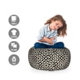thumbnail image 2 of Moroccan Storage Toy Bag Chair, Floral Geometric Modern Oriental Illustration in Classic Tones, Stuffed Animal Organizer Washable Bag, Large Size, Eggshell Charcoal Grey, by Ambesonne, 2 of 3