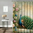 thumbnail image 2 of JRXY Blue Peacock Shower Curtain, Unique Design, Waterproof and Durable White, 2 of 6