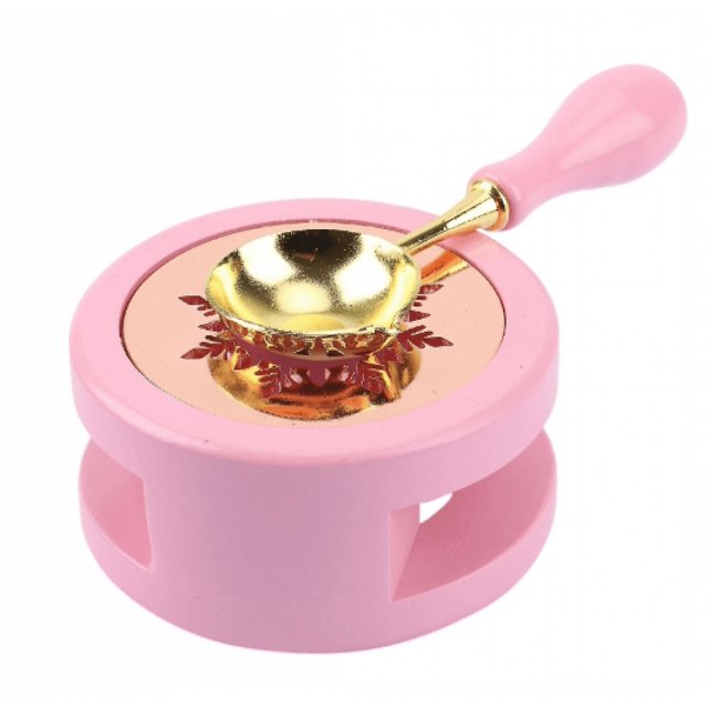 2 uds Kit de sello de cera calentador de sello de cera sello de cera cuchara de sello de cera Kit de sello de cera horno de sello de cera 10,34*3,65 cm rosa