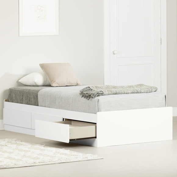South Shore Munich Twin Mates Bed with 3 Drawers, in Pure White