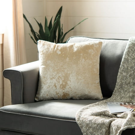 SAFAVIEH Braidy 18 x 18 Distressed Solid Plush Pillow Cream