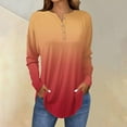thumbnail image 2 of Womens Henley Tops Long Sleeve, Comdrip Long Sleeve Tops for Women Neck Casual Petite T Shirts Long Sleeve Tunic Tops for Women orange S, 2 of 5
