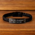 thumbnail image 2 of Funny Mail Carrier Gifts from Family - 'World's Greatest' Engraved Interlaced Leather Bracelet for Men Mail Carrier Friends, 2 of 3