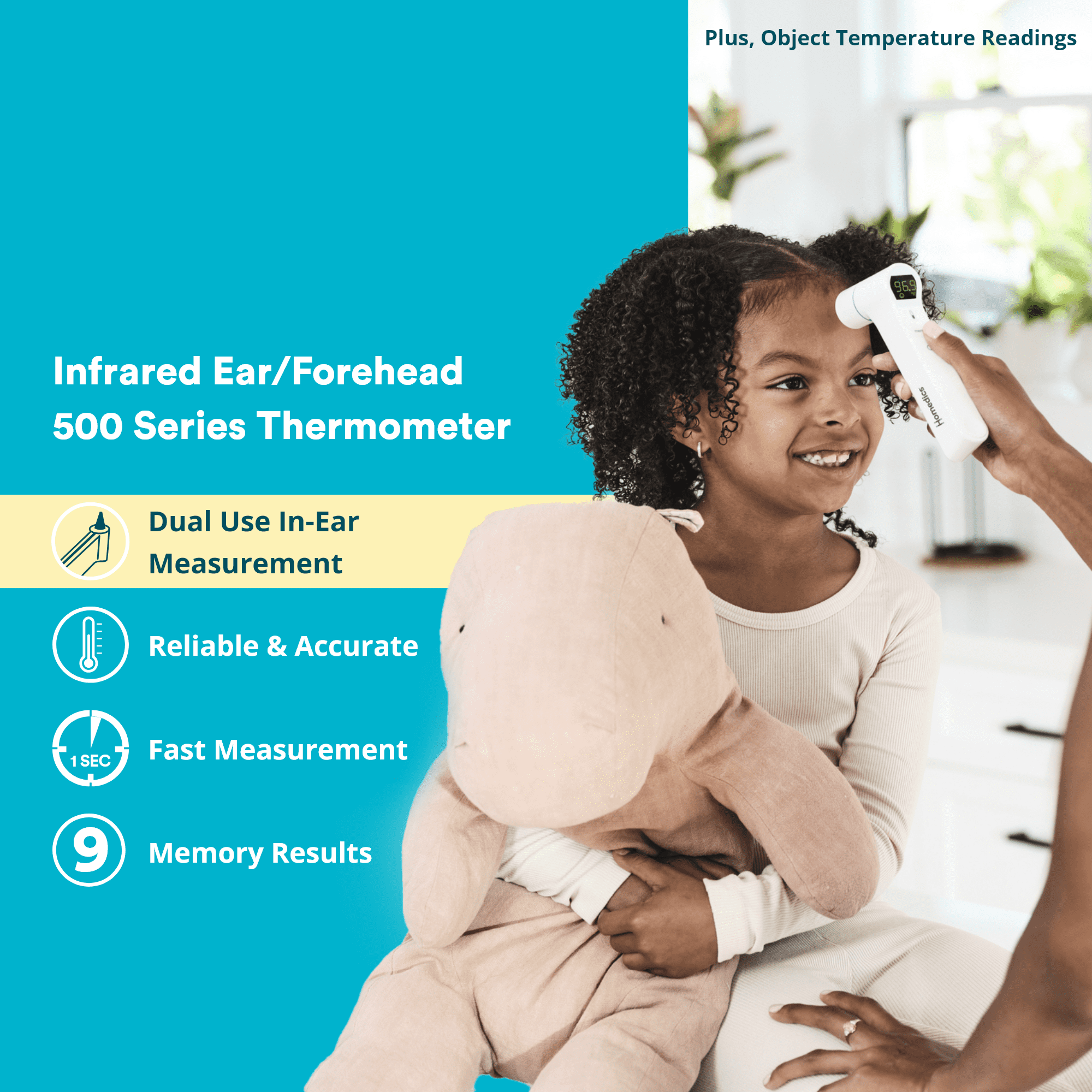 Homedics Infrared Ear/Forehead 500 Series Thermometer, No Touch, Easy to Use, Instant Results for All Ages