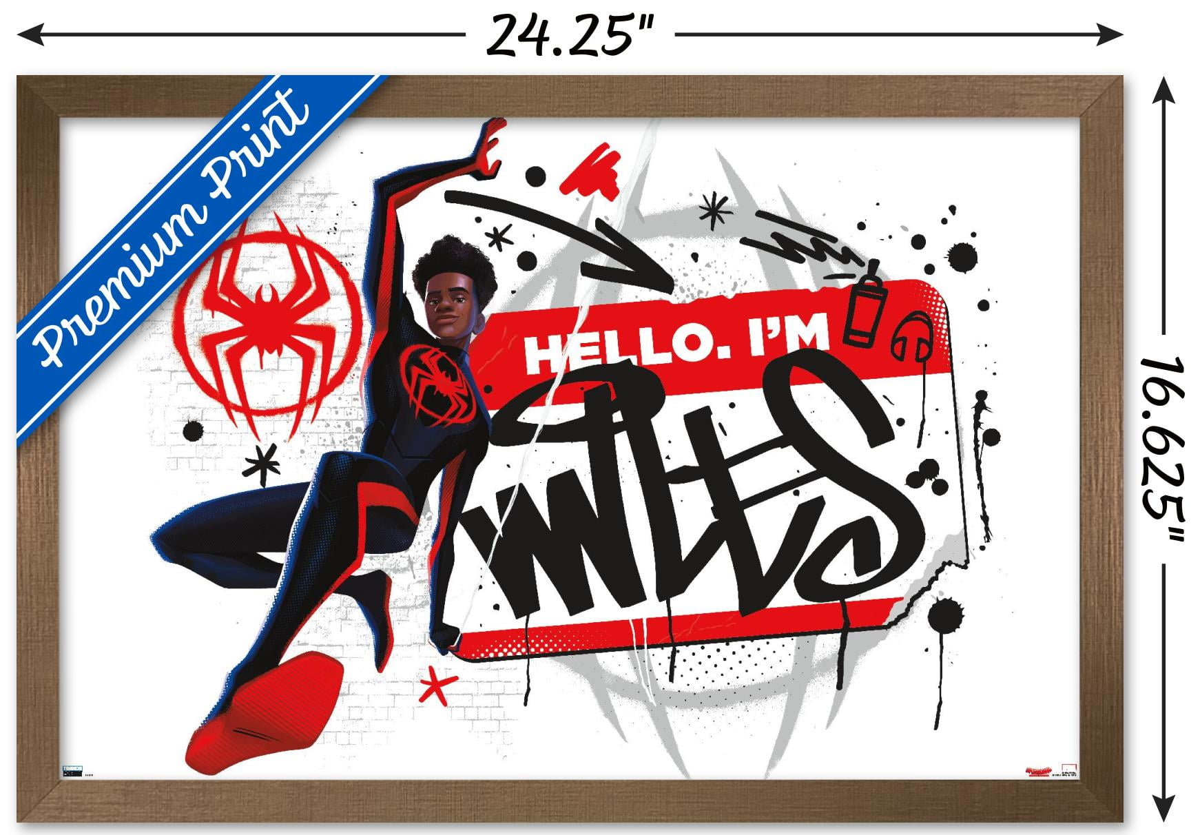Marvel Spider-Man: Across the Spider-Verse - Hello I'm Miles Wall Poster, 14.725" x 22.375" Framed