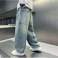 thumbnail image 6 of XIYON Toddler Boys Jeans Loose Fit Wide Leg Pants Straight Leg Trousers For Big Kids And Teens Casual Streetwear Fashion 4-5 Years, 6 of 9