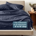 thumbnail image 6 of Bare Home Ultra-Soft Sheet Set - Premium 1800 Collection - Deep Pockets - 3-Pieces - Twin, Pinstripe - Midnight/White, 6 of 7