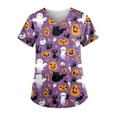 thumbnail image 1 of Blusa de manga corta con cuello en V para mujer, blusa de bolsillo con estampado de uniforme de trabajo Pompotops hkajfhjk473510, 1 of 4