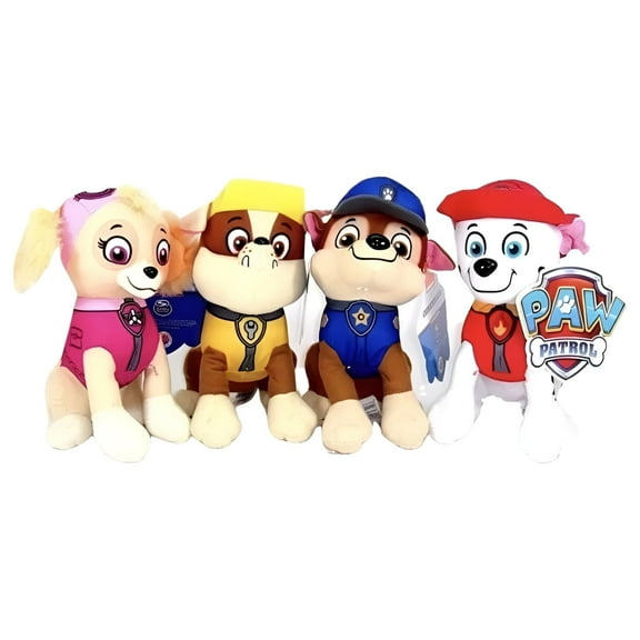 Paw Patrol 8" Plush Stuffed Animal Toy Set: Chase, Rubble, Marshall & Skye