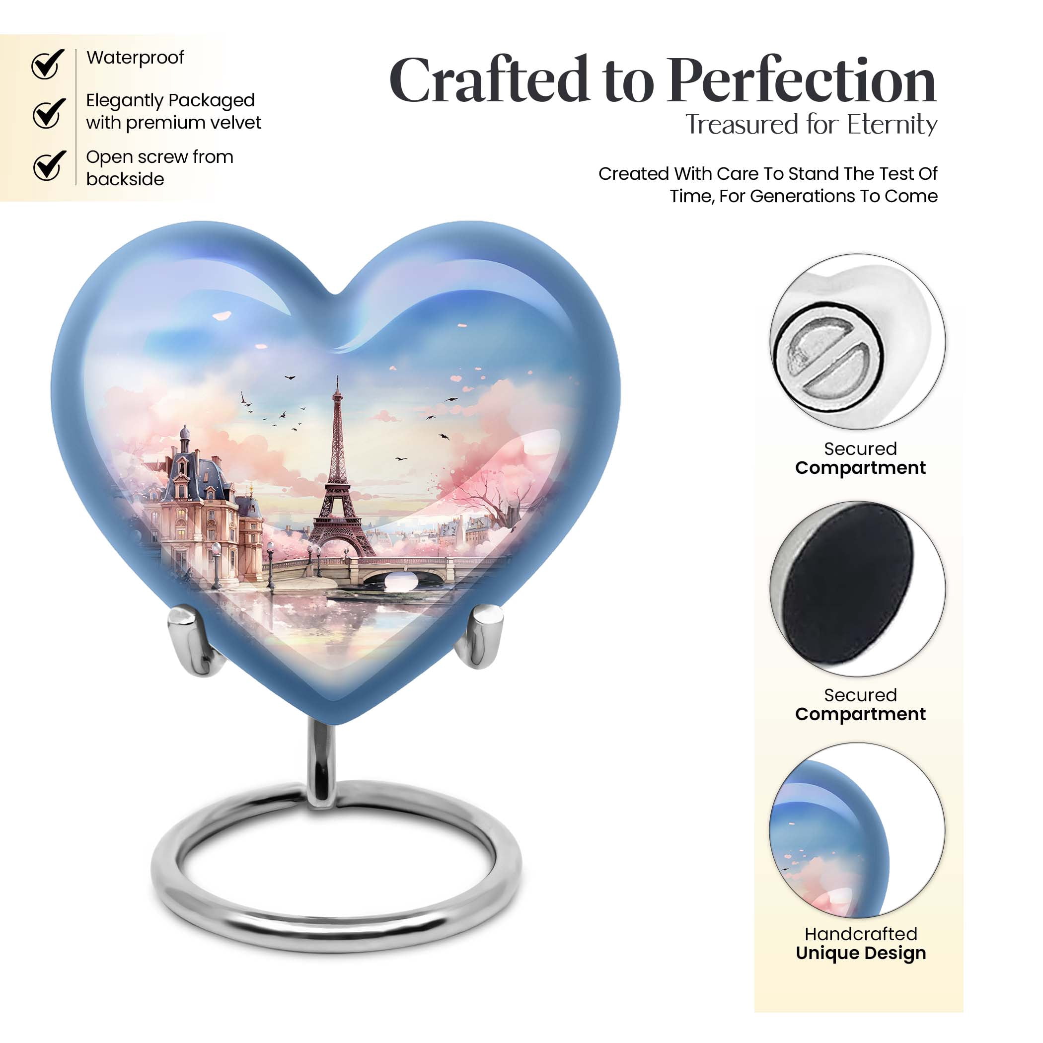 Eiffel Tower City Urns - Urns For Human Ashes Adult - Funeral Urns For Adult Ashes Men - Cremation Urns - Keepsake Urns For Ashes Small - Cremation Urn For Ashes - Urn For Dad (Size -3inch,1Pc)