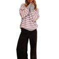thumbnail image 3 of Women's Oversized Crew Neck Sweater Long Sleeve Knit Pullover Cozy Fall Tops Casual Loose Knitwear Pink M, 3 of 7