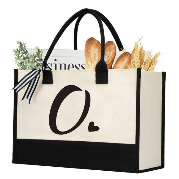 shenee Bolsa de lona con inicial, bolsa de yute de playa personalizada, regalo para mujeres, vacaciones, amigos, regalo de cumpleaños, boda, Año Nuevo