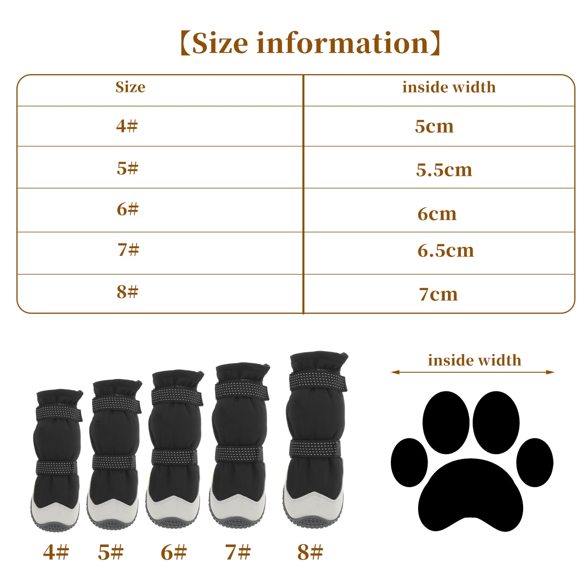 Unique Bargains 4pcs Reflective Waterproof Dog Shoes for Dogs Large