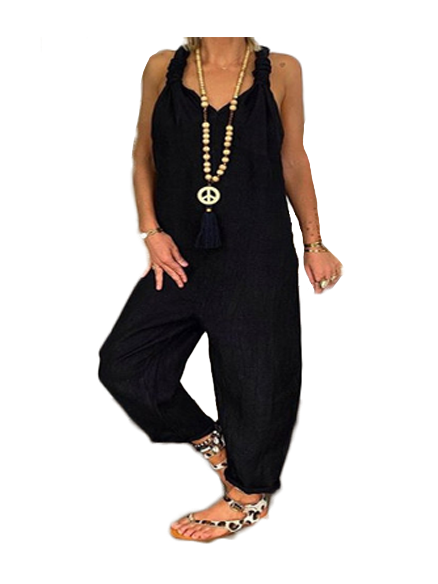 black dungaree playsuit