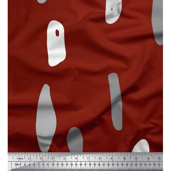 Soimoi Red Moss Georgette Fabric Brush Stroke Abstract Fabric Prints By Yard 42 Inch Wide