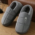 thumbnail image 2 of Mens Fuzzy Slippers Platform Anti-Slip Winter Booties Thick Cushion Memory Foam Indoor Outdoor Warm House Shoes Black 9, 2 of 5
