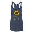 thumbnail image 2 of You Are My Sunshine Skull And Sunflower Inspirational/Christian Tri-Blend Racerback Tank Top, Vintage Navy, Small, 2 of 3