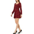 thumbnail image 5 of INSPIRE CHIC Women's Fall Square Neck Long Sleeves a-Line Plaids Dress Black-Red XL, 5 of 7
