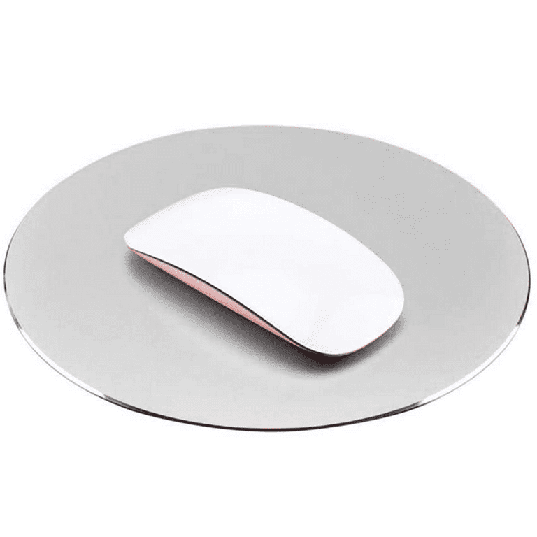 Round Hard Metal Aluminum Mouse Pad Mat Circle Ultra Thin Double Side  Design Waterproof Fast and Accurate Control for Gaming and Office Silver 