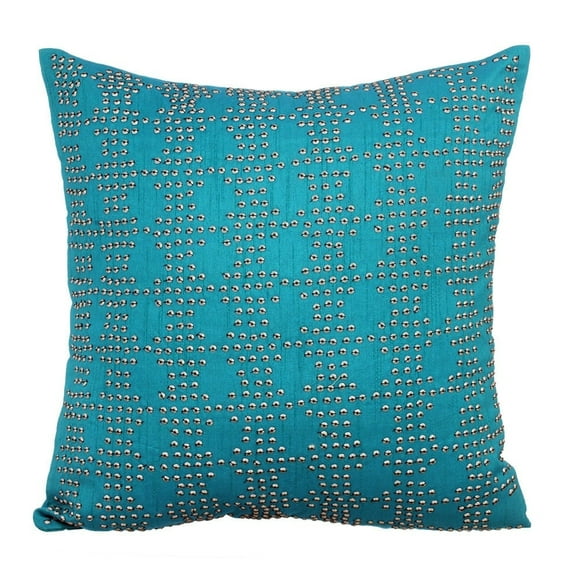 Pillow Case With Zipper, Euro Sham Cover, Pillow Covers 24x24 inch (60x60 cm) Blue, Silk Throw Pillow Covers, Handmade Pillow Covers, Modern Style, Abstract - Blue Tech Lite