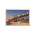 thumbnail image 1 of New York Wall Art with Frame, Manhattan Bridge with Cityscape over River Brooklyn Popular Town Image, Printed Fabric Poster for Bathroom Living Room, 35" x 23", Blue Orange, by Ambesonne, 1 of 2